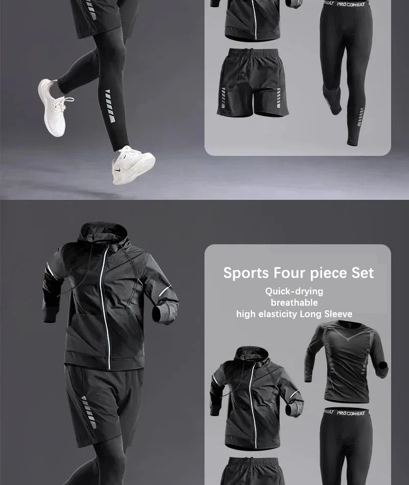 All-Season Men’s Sportswear 5-Piece Set — Tracksuit for Running, Cycling, Fitness & Hiking