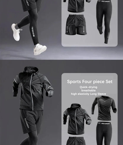 All-Season Men’s Sportswear 5-Piece Set — Tracksuit for Running, Cycling, Fitness & Hiking