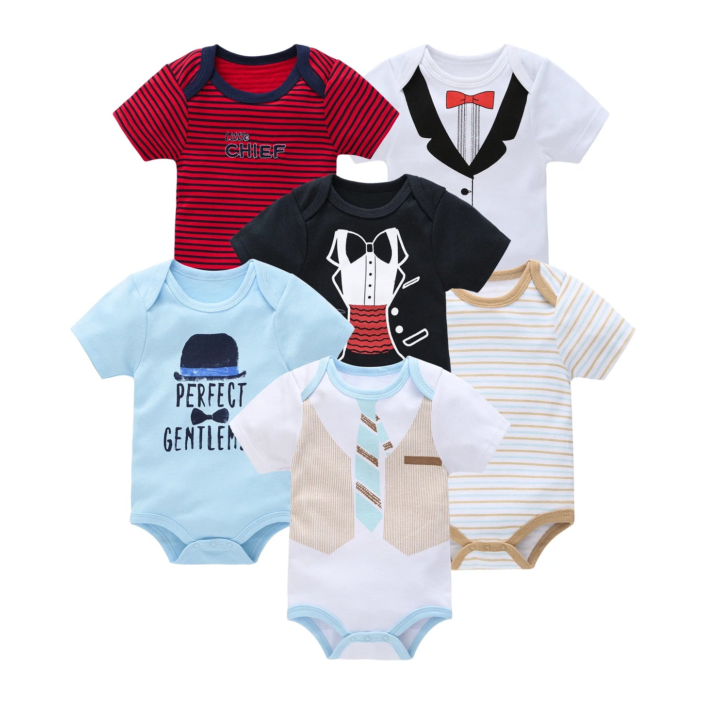 3/6PCS Baby Cotton Bodysuits – Short Sleeve Onesies for Newborns & Toddlers 0-12 Months, Boys & Girls