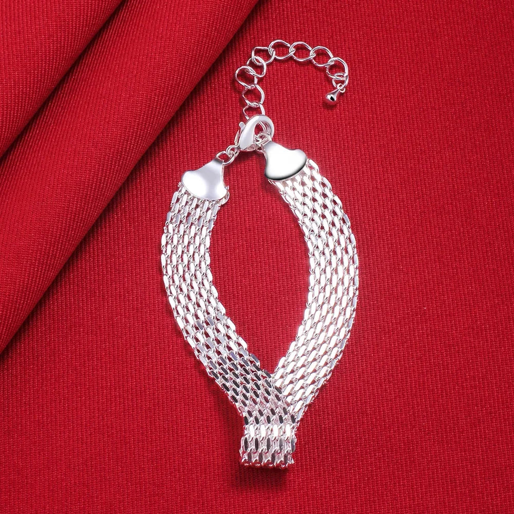 925 Sterling Silver Bracelet for Women – Exquisite Woven Chain Jewelry Gift for Wedding & Christmas