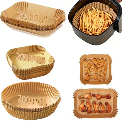 Air Fryer Disposable Paper Liners - Oil Proof, Waterproof Baking Paper in Round, Square & Rectangle for Kitchen & Party Supplies