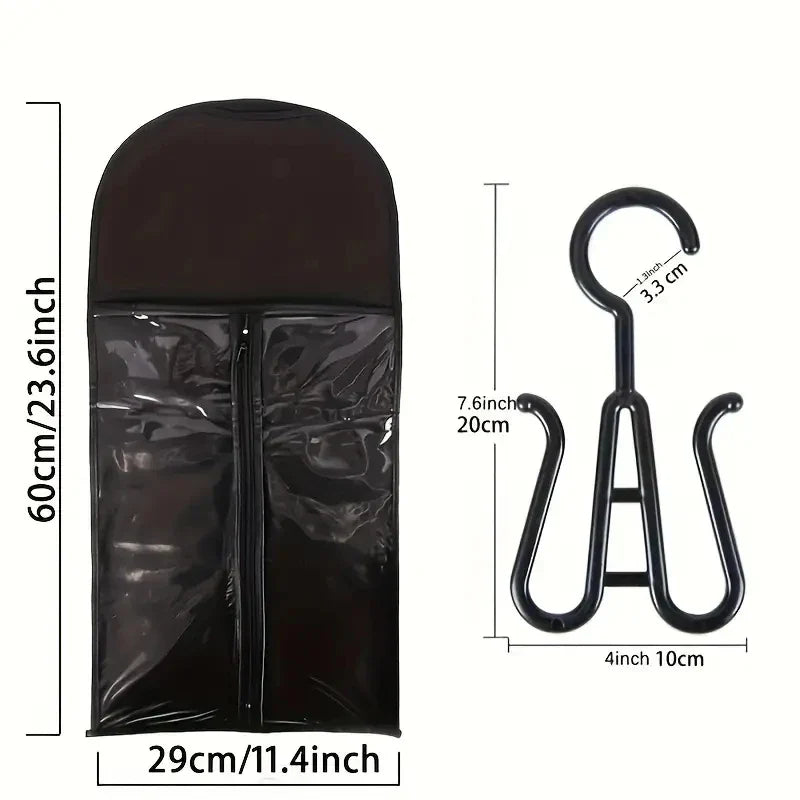 6pcs Long Hair Extension Storage Bags | Non-Woven Dust-Proof Carrier with Plastic Hanger for Home & Salon Organization