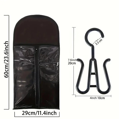 6pcs Long Hair Extension Storage Bags | Non-Woven Dust-Proof Carrier with Plastic Hanger for Home & Salon Organization