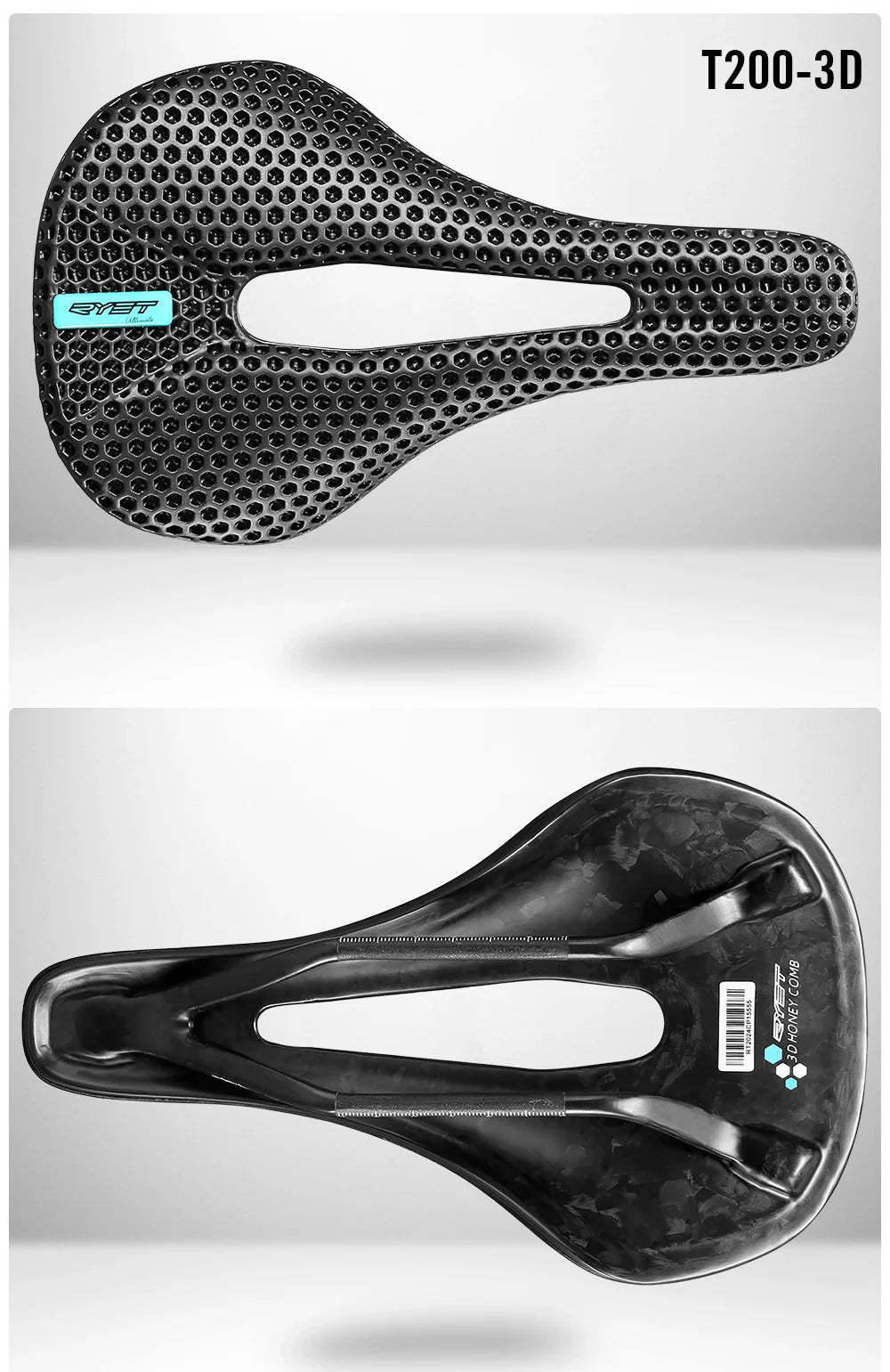 RYET 3D Printed Carbon Bike Saddle — 140/143mm Lightweight Road & MTB Cycling Seat with EVA Cushion