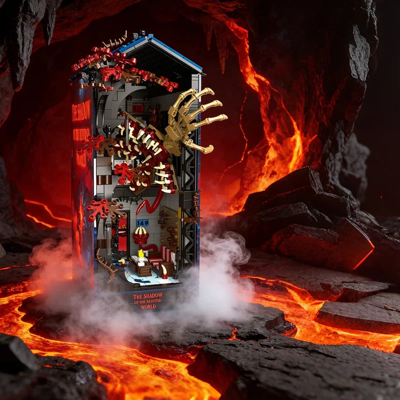Upside Down Monster House Book Nook Kit - 3D Building Block Puzzle with LED Lights for Kids & Collectors