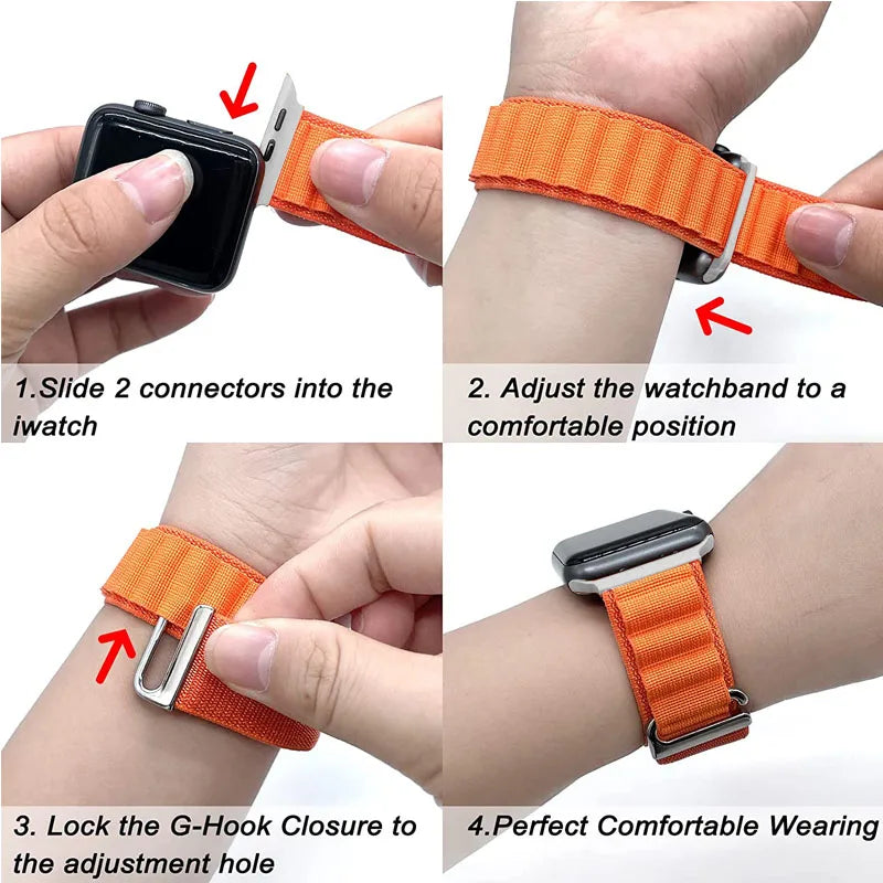 Alpine Loop Apple Watch Band – Compatible with 49mm, 44mm, 40mm, 45mm, 41mm, 42mm, 38mm – Fits Series 9, 8, 7, 6, 5, SE – Durable Strap Bands for iWatch