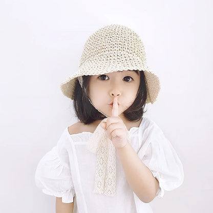 Baby Girl Summer Straw Hat – Fashion Lace Bow Panama Beach Cap for Kids | Lightweight Breathable Princess Sun Protection Hat