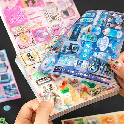 Mr.Paper Y2K Retro Glitter Sticker Book - 20-Sheet Aesthetic Stickers for Journaling, Scrapbooking & DIY Decor