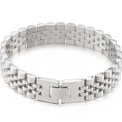 15mm Wide Gold Stainless Steel Watch Chain Bracelet – Luxury Waterproof Men’s Wristband Jewelry for Men & Boys Wholesale Style