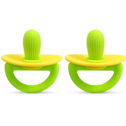 Silicone Teether Ring – Pacifier-Style Soft Teething Tool with Molar Massage Dots