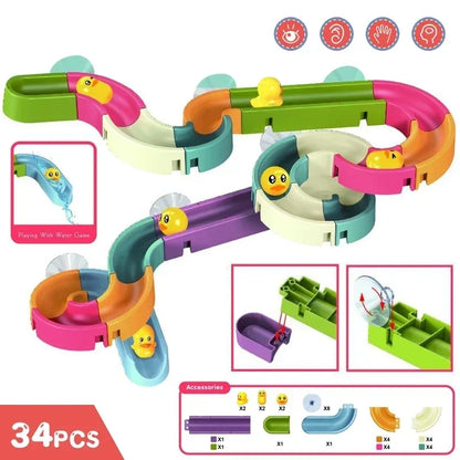 Baby DIY Bath Track Toy Set - Suction Cup Slide Assembly Duck Water Toys for Bathtub Shower Fun