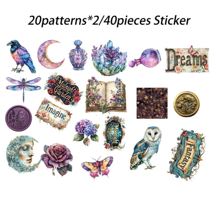 52 Piece Gothic Midnight Garden Scrapbook Set - Background Paper Pads & Stickers for Crafts, Holidays & Parties