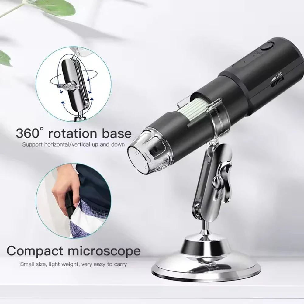WiFi Digital Microscope - Wireless Electron Dermatoscope for Scalp Detection, Pores Magnifier & Skin Analyzer