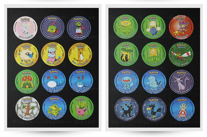 100/160pcs Pokemon Tazos – 1st & 2nd Generation 3D Round and Square Collector Cards, Album Trainer Pogs for Cheetos Chipitaps
