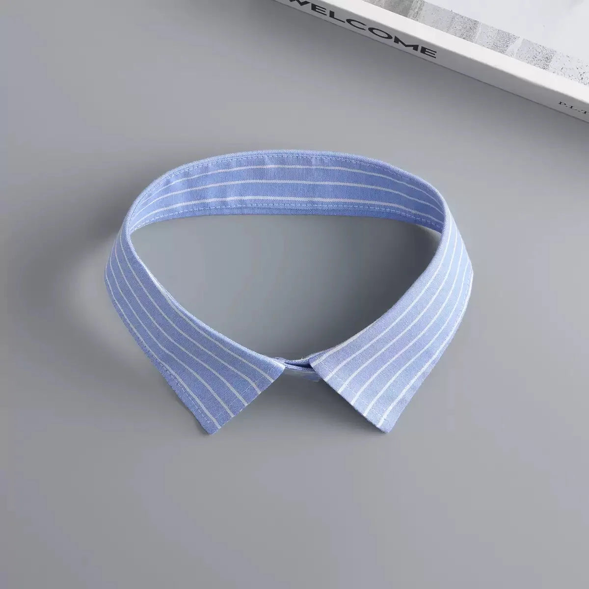 White Detachable Fake Collar - Stripe Lapel Faux Shirt Neckline Accessory for Women