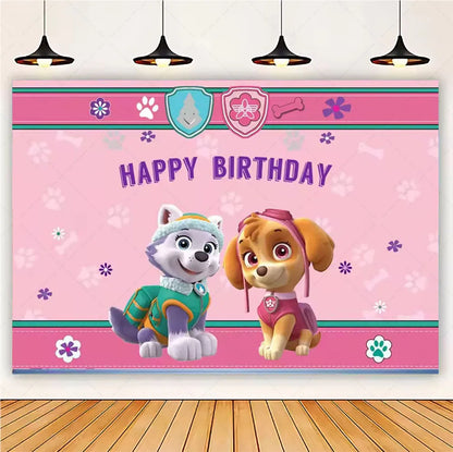 PAW Patrol Cartoon Puppy Birthday Party Backdrop – Animation Theme Decoration Background for Kids Party & Baby Shower Supplies Gift
