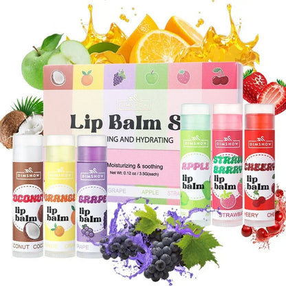 6-in-1 Fruity Lip Balm Set – Moisturizing Hydrating Long-Lasting Lip Care for Soft Lips & Reduced Lip Lines