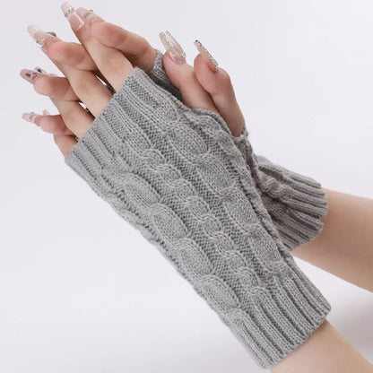 Women's Long Fingerless Gloves - Winter Knitted Arm Warmers | Casual Soft Thin Mittens | Unisex