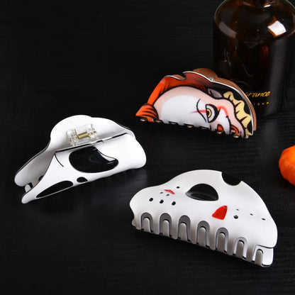 New Horror Series Hair Clips — Acrylic Claw Clips with Clown, Crab, and Shark Designs, Halloween Hair Accessories for Women