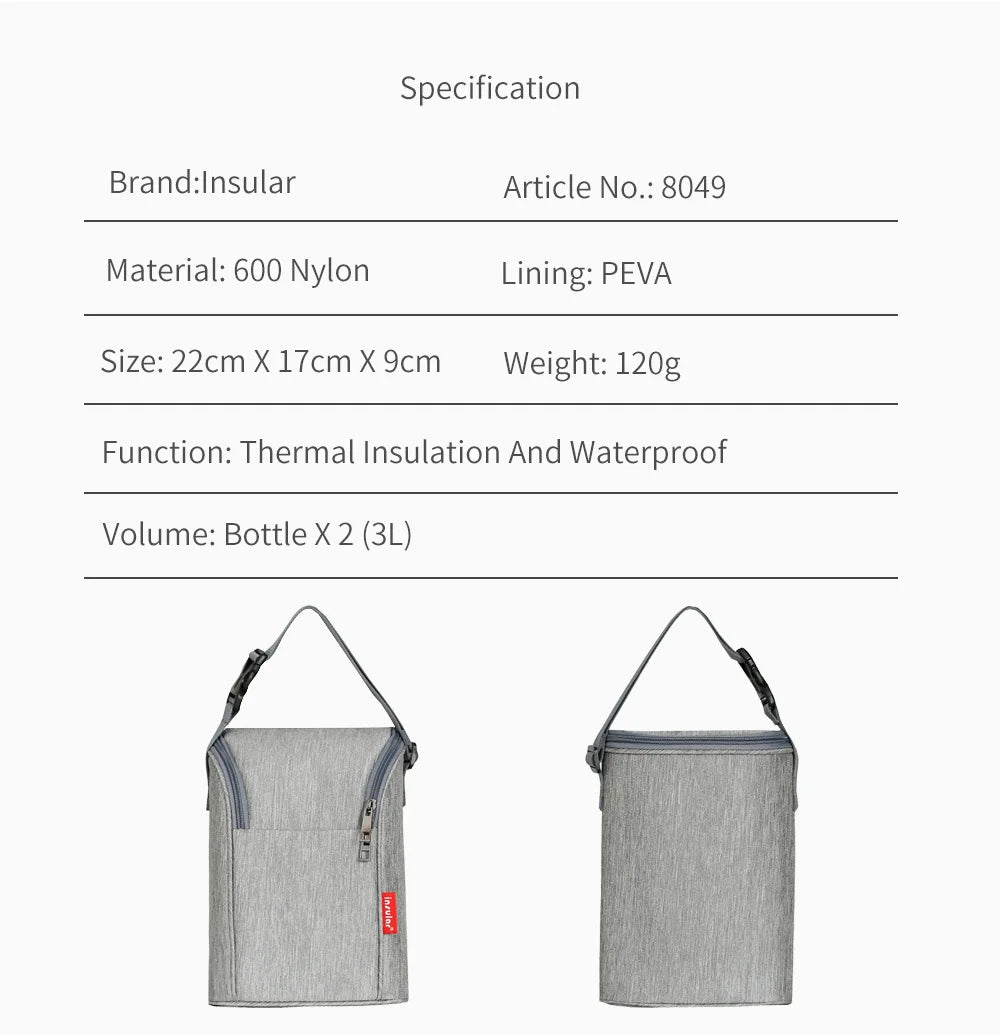 Portable Breastfeeding Bottle Bag – Leak-Proof Insulated Lunch Bag with Stroller Hanging Design for Breast Milk Cooler