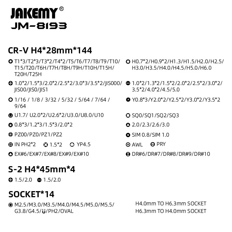 JAKEMY JM-8193 180-in-1 Electric Screwdriver Set – Precision Cordless Tool with Magnetic Bits for Phone, Glasses & Electronics Repair