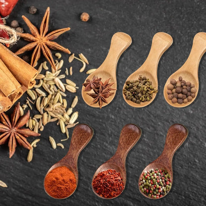 1–10PCS Mini Natural Wooden Spoons – Small Scoop for Tea, Honey, Coffee, Salt, Sugar & Kitchen Cooking Tools