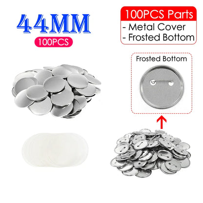 100 Set Blank Badge Button Maker Supplies Kit – DIY Pin Button Parts for 25mm–58mm Pin Badge Press Machine Accessories