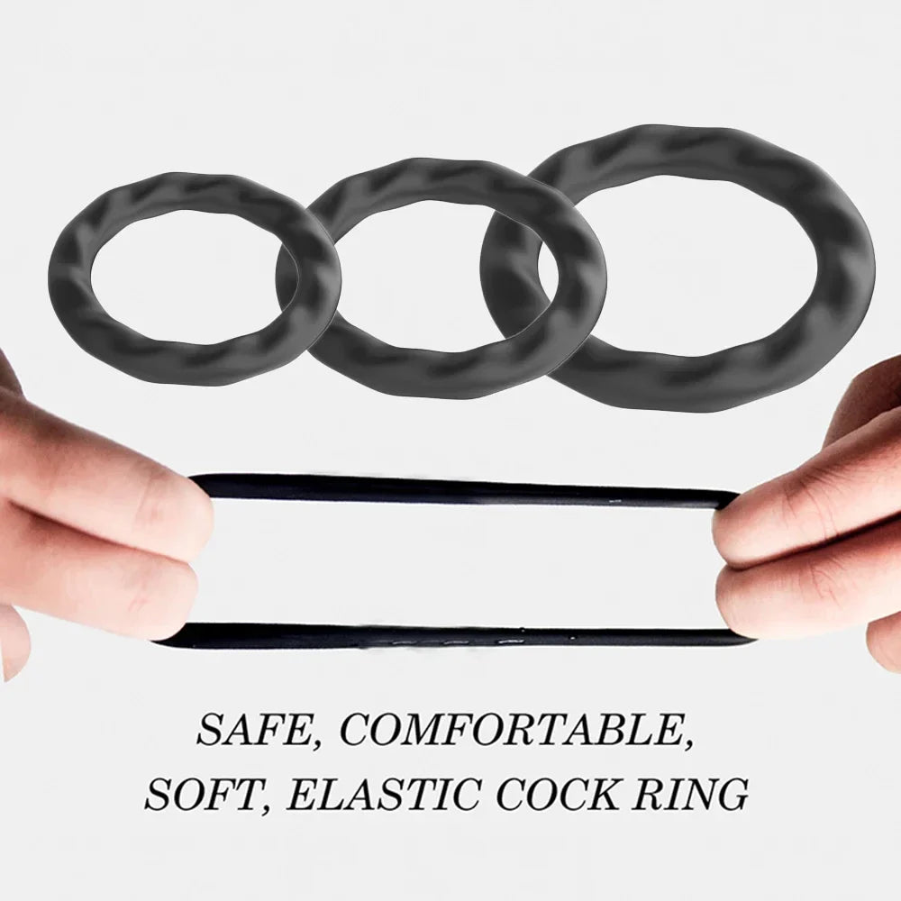 3PCS Durable Silicone Cock Rings – Penis Enlargement, Delay Ejaculation & Scrotum Lock Rings for Men Adults