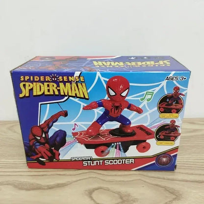 Marvel Spiderman Automatic Flip Rotation Skateboard - Acousto-Optic Car and Ultraman Electric Music Stunt Scooters, Christmas Toy
