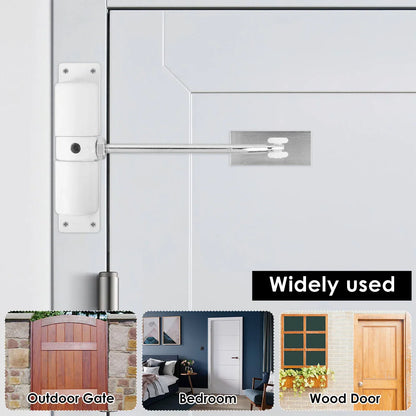 Automatic Door Closer - Metal Adjustable Heavy Duty Spring for Interior/Exterior Hinged Doors, Durable & Quiet Safety Mechanism