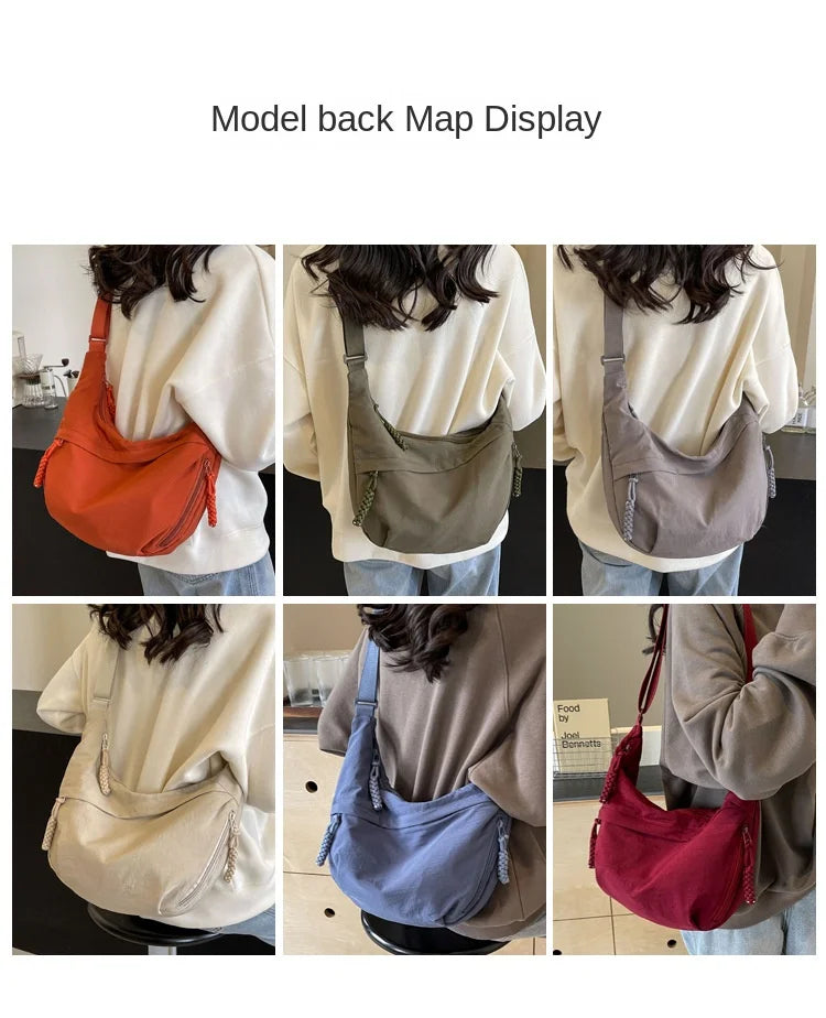 New Nylon Fabric Shoulder Bag – High Capacity Women's Crossbody Messenger Bag, Versatile & Leisure Hobo