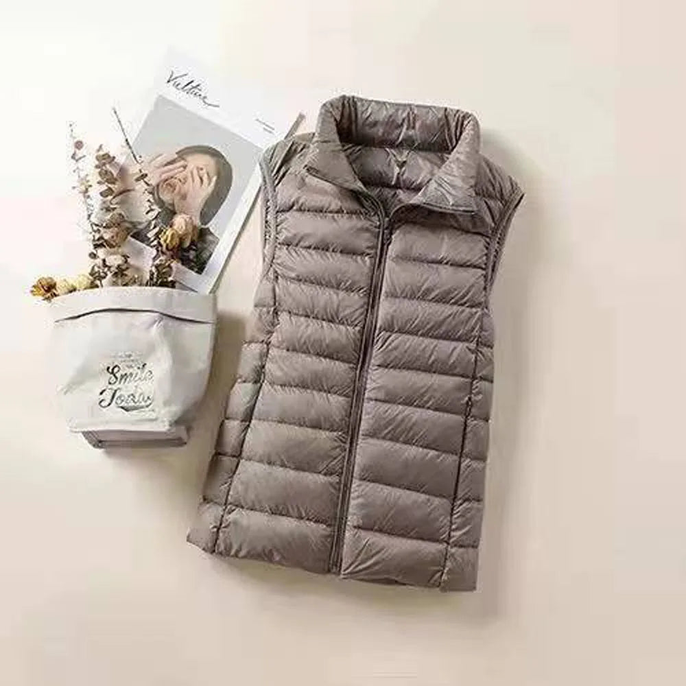 2024 Women's Ultra-Light Down Vest – Slim Sleeveless, Portable & Windproof Lightweight Waistcoat for Girls