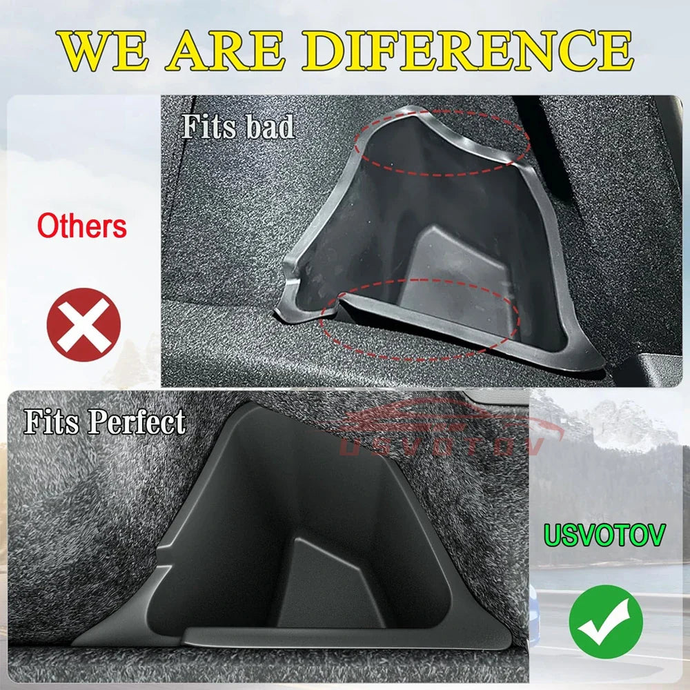 USVOTOV Trunk Organizer for Tesla Model Y 2025 – Rear Storage Bins & Side Box TPE Accessories