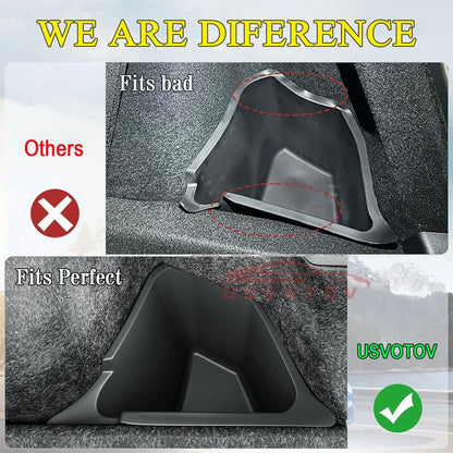 USVOTOV Trunk Organizer for Tesla Model Y 2025 – Rear Storage Bins & Side Box TPE Accessories