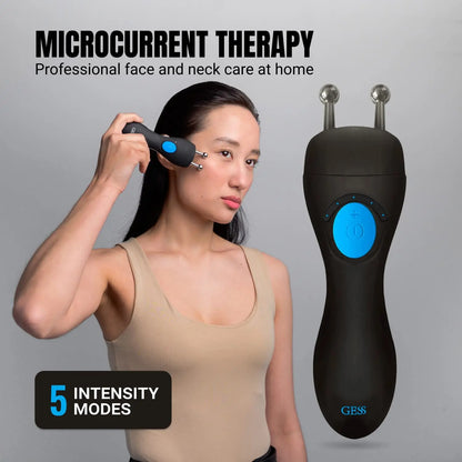 GESS Microcurrent Facial Device — Anti-Aging Face & Neck Massager for Home and Office Skin Care