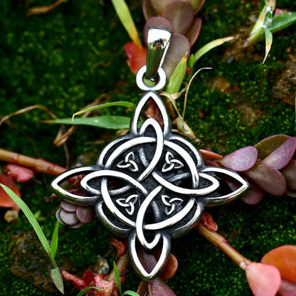 Witch Knot Necklace – Stainless Steel Magic Celtic Knot Pendant, Pagan Witchcraft Symbols, Jewelry Gift for Women