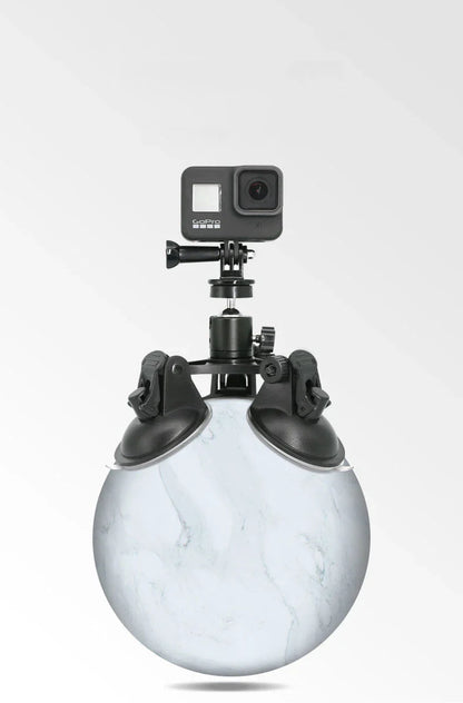 Suction Cup Car Mount with Tripod Adapter — Phone & GoPro Holder for Action Cameras