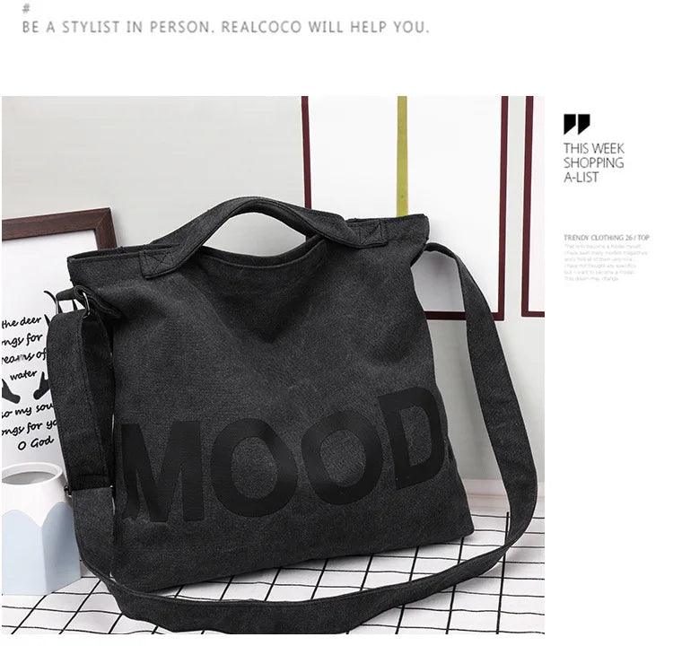 Women’s Tote Bag – Casual Canvas, Large Capacity Designer Handbag, Letters Shoulder & Crossbody Luxury Big Shopper Bag