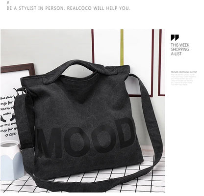 Women’s Tote Bag – Casual Canvas, Large Capacity Designer Handbag, Letters Shoulder & Crossbody Luxury Big Shopper Bag