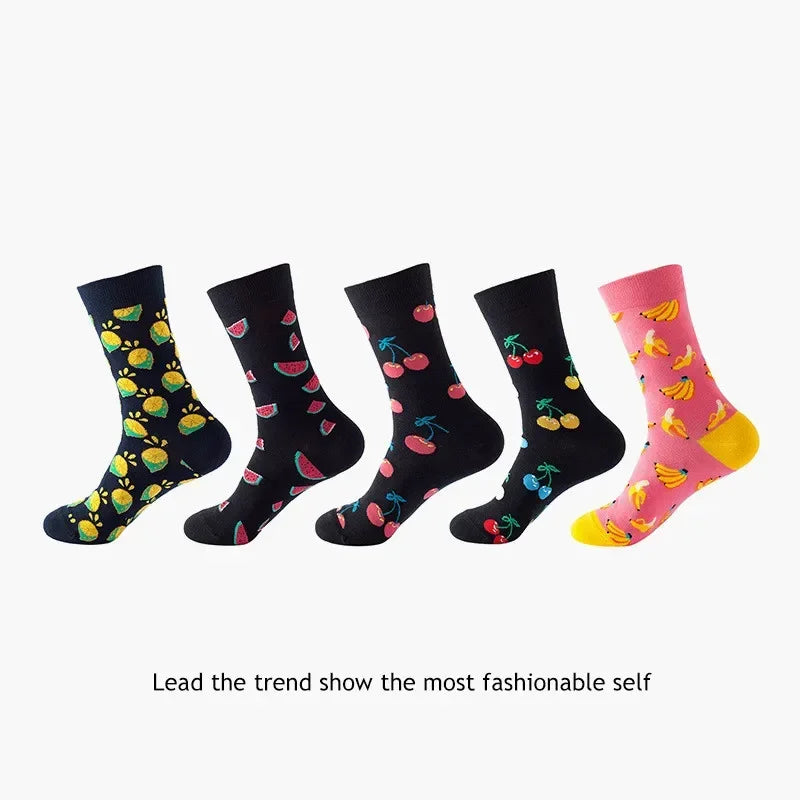 Men's Cotton Dress Socks 5-Pair Pack - Funny Casual Novelty Crew Socks Gift Set