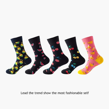 Men's Cotton Dress Socks 5-Pair Pack - Funny Casual Novelty Crew Socks Gift Set