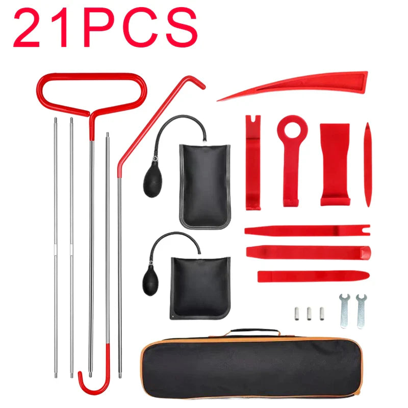 EAFC 21/18PCS Car Door Tool Kit - Inflatable Air Pump, Auto Window Door Opener, Fixing Gripper Tools, Long Reach Kit with Carrying Bag
