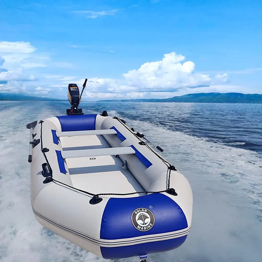 Solarmarine PVC Inflatable Belly Boat – River Fishing Kayak, Fishing Boat with Outboard Engine Installation Option