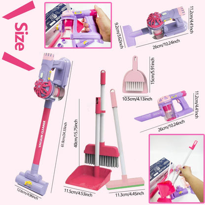 Kids Electric Vacuum Cleaner Toy Set – Simulation Role Play Housekeeping Educational Gift for Toddlers Boys & Girls