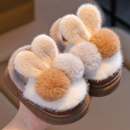 Kids Cotton Winter Slippers - Cartoon Non-Slip Indoor House Shoes with Heel Cover