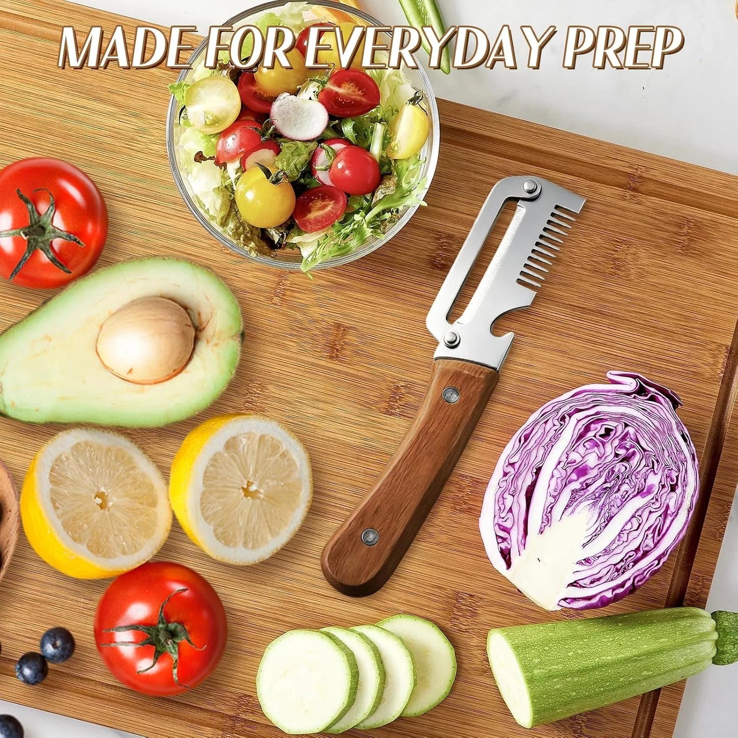 3-in-1 Vegetable Peeler - Stainless Steel Fruit Peeler, Shredder & Slicer