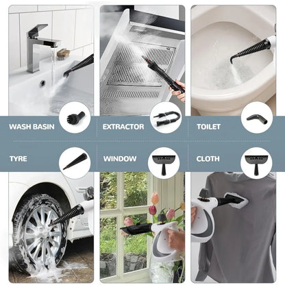 Portable Handheld Steam Cleaner – Large Capacity with 11 Piece Accessory Set for Floor, Car, Carpet & Window Cleaning