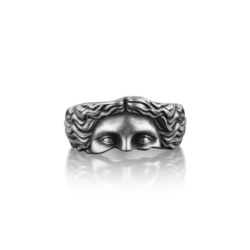 Retro Half-Face Venus Ring – Greek Mythology Vintage Punk Gothic Open Ring, Unisex Designer Jewelry