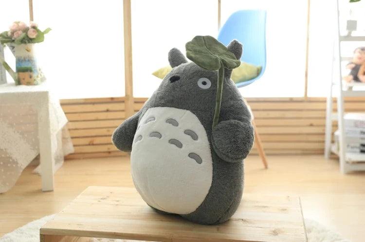 Cartoon Laugh Heartily Totoro Plush Toy — Stuffed Anime Movie Totoro, Lotus Leaf Pillow Plushie, Japanese-Style Doll Gift