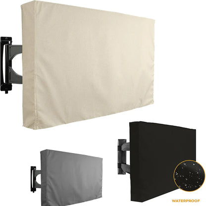 Weatherproof Dustproof Outdoor TV Cover – Beige Protective Screen Shield for 32”–65” TVs (Garden & Patio Use)